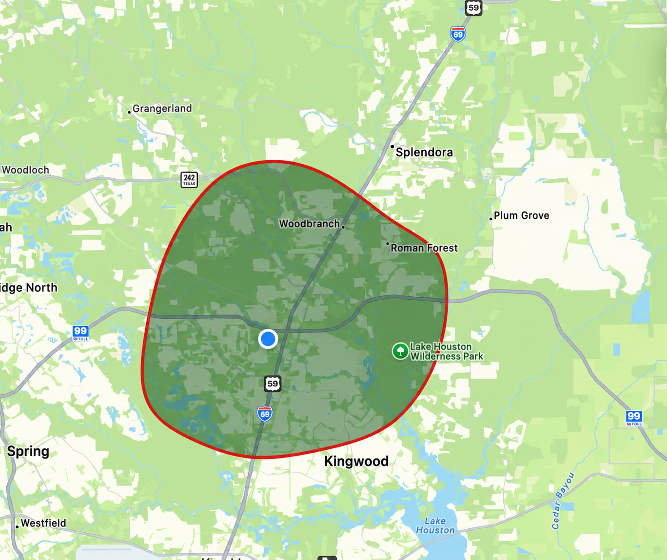 Map highlighting Aldaba's service area around Porter and nearby communities